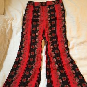 Urban outfitters trendy red printed flare pants